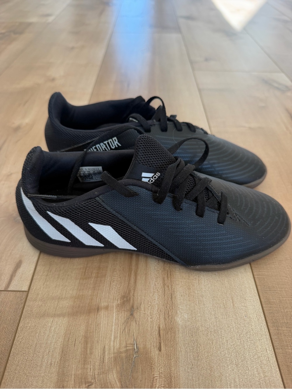 adidas Predator Kids Black and White Indoor Soccer Sneakers